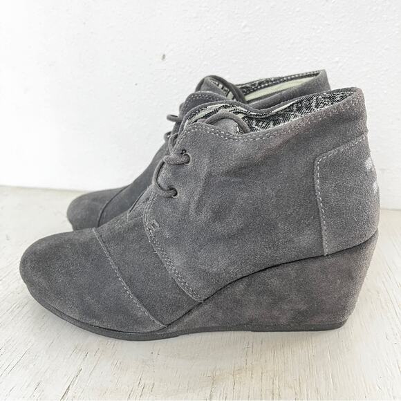 Toms Desert Wedge Castlerock grey ankle Booties lace up size 8 - Picture 11 of 11